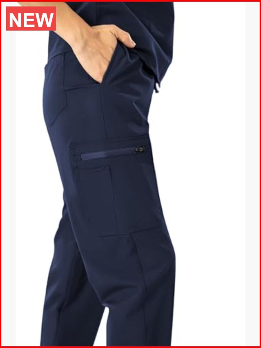 Stand-Up Collar Scrub Top & Jogger Pants Set 11 Pockets Sleeveless - Picture 6 of 6